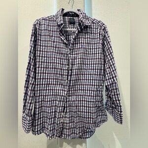 Tailorbyrd collection flannel blue purple button up shirt Sz M